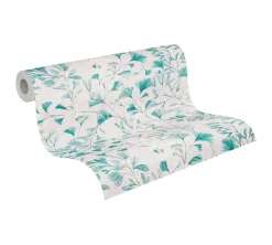 Vliestapete Floral Blätter Ranken Grau Blau 78223-4