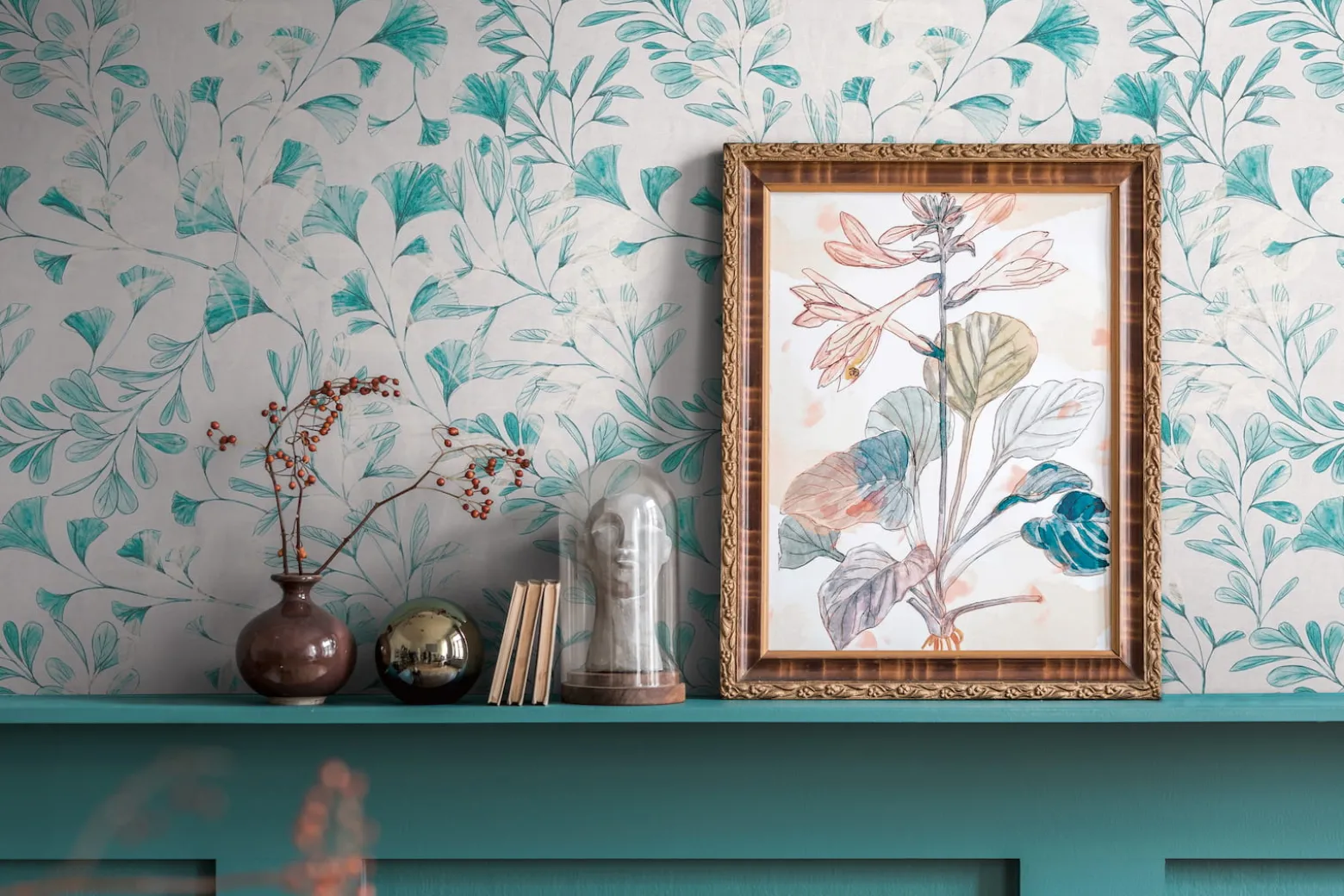Vliestapete Floral Blätter Ranken Grau Blau 78223-4