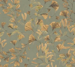 Vliestapete Floral Blätter Ranken Grün Beige 78223-1