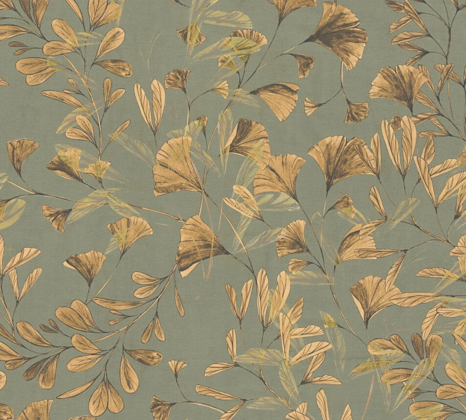 Vliestapete Floral Blätter Ranken Grün Beige 78223-1