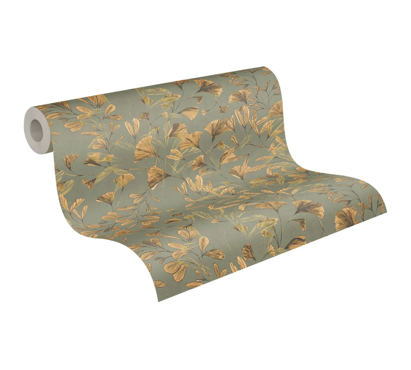 Vliestapete Floral Blätter Ranken Grün Beige 78223-1