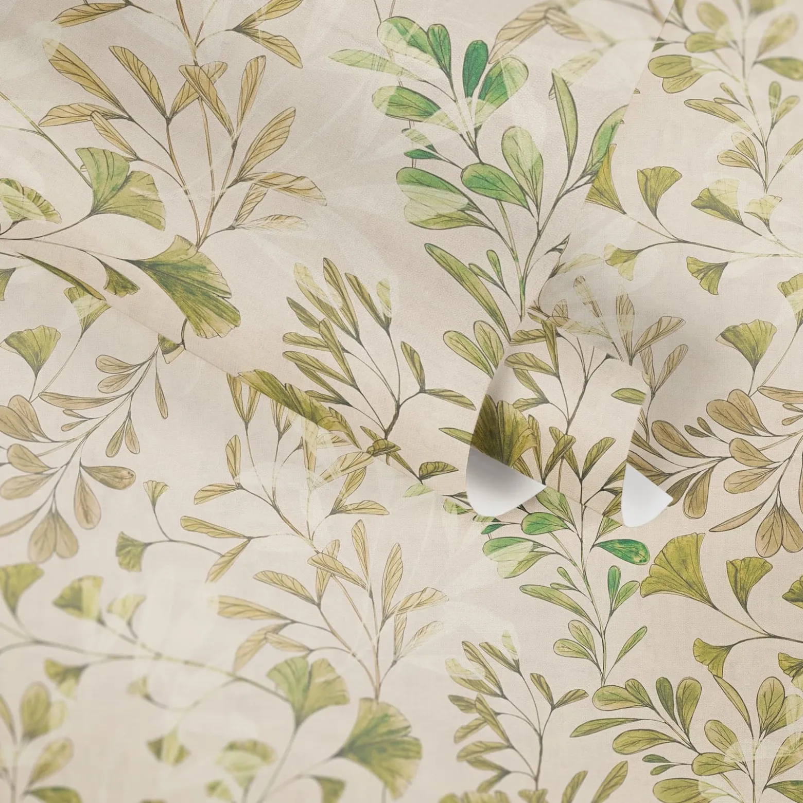 Vliestapete Floral Blätter Ranken Beige Grün 78223-3