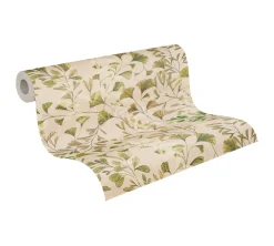 Vliestapete Floral Blätter Ranken Beige Grün 78223-3
