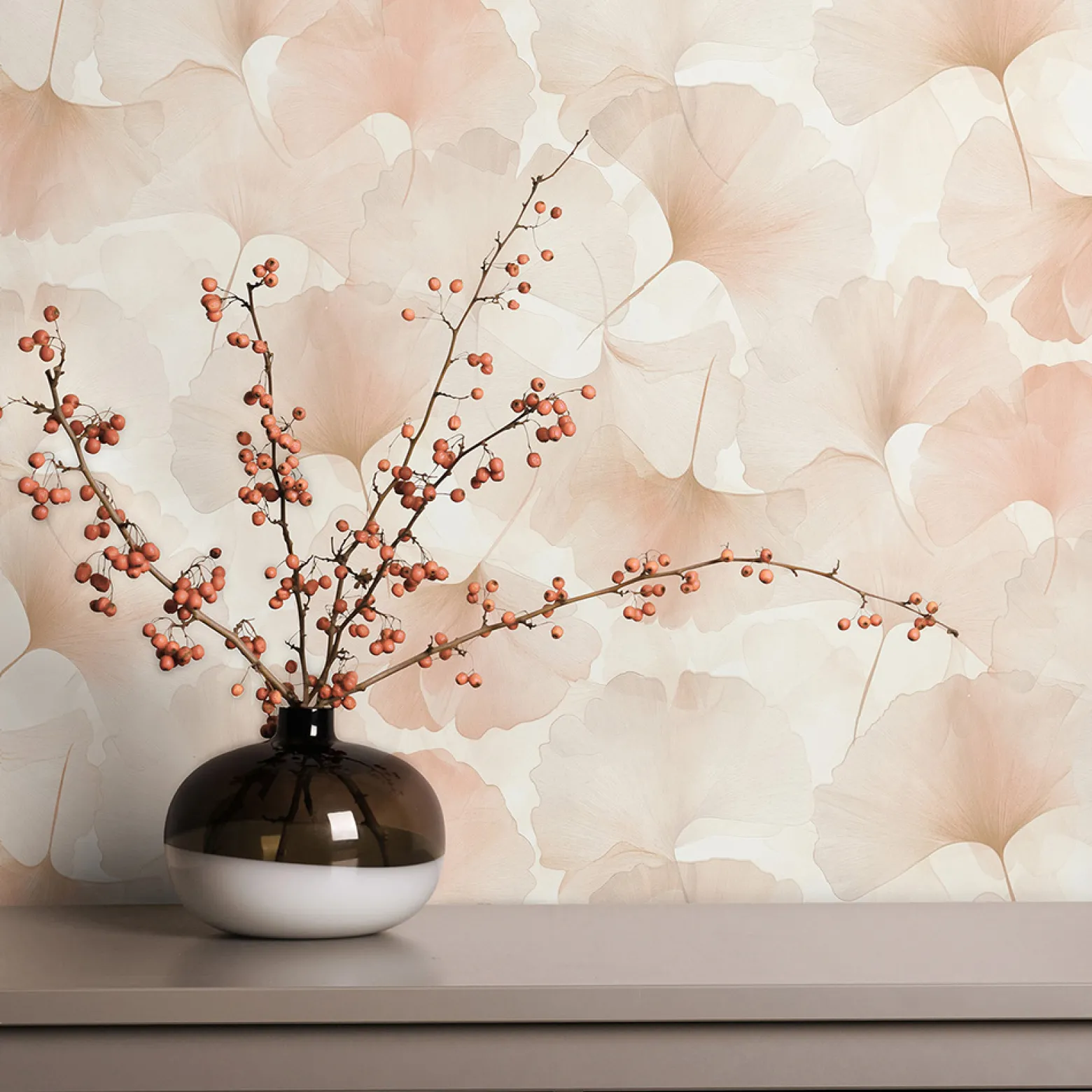 Vliestapete Floral Blätter Rosa Creme Glitzer 10470-05