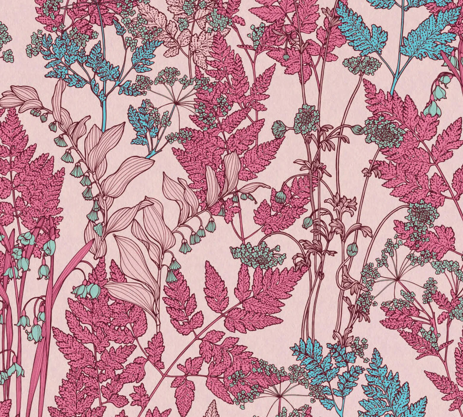 Vliestapete Floral Blätter rosa pink blau 37751-8