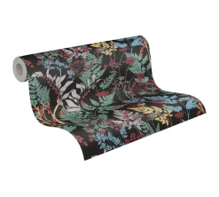 Vliestapete Floral Blätter schwarz grün 37751-1