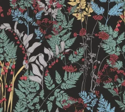 Vliestapete Floral Blätter schwarz grün 37751-1