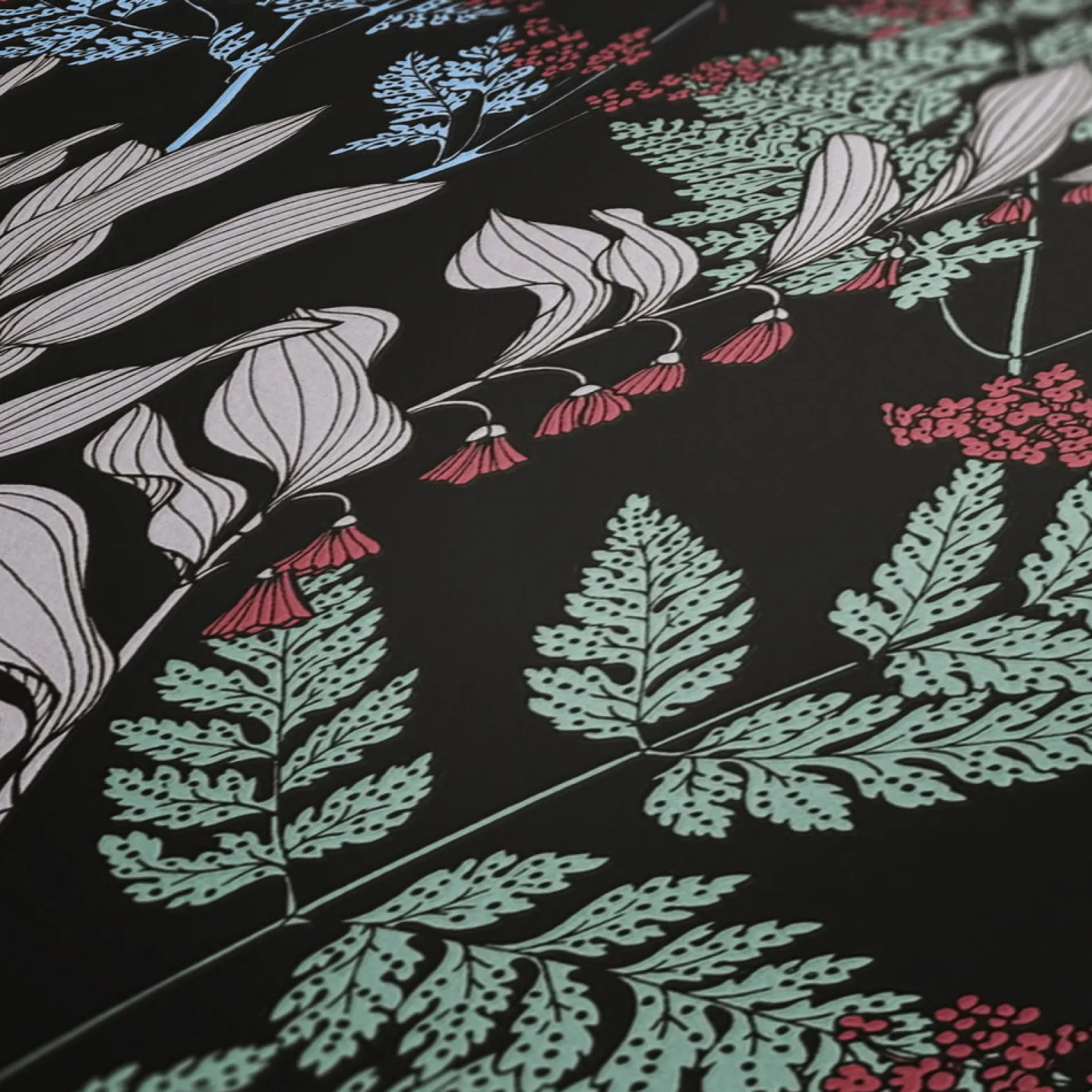 Vliestapete Floral Blätter schwarz grün 37751-1