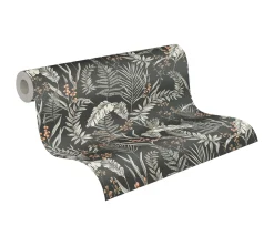 Vliestapete Floral Blätter Schwarz Creme 39434-1