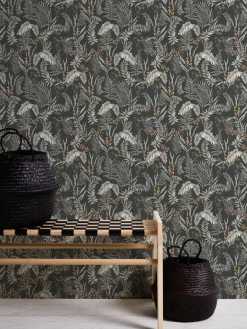 Vliestapete Floral Blätter Schwarz Creme 39434-1