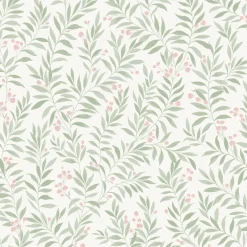 Vliestapete Floral Blätter Weiß Grün Rosa MN3409