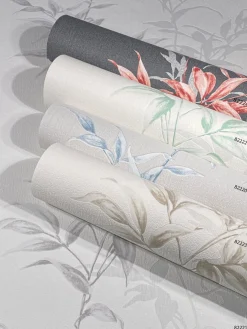 Vliestapete Floral Blätter weiß braun grau Hailey 82223