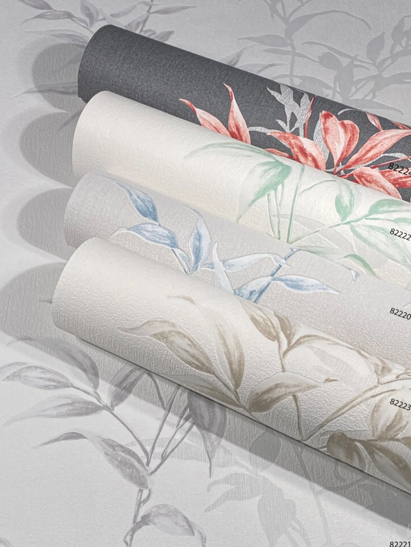 Vliestapete Floral Blätter weiß braun grau Hailey 82223