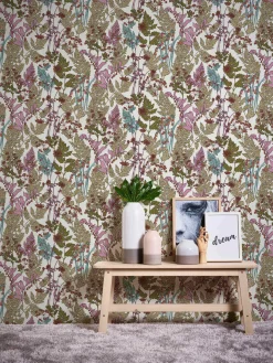 Vliestapete Floral Blätter weiß rosa grün 37751-3
