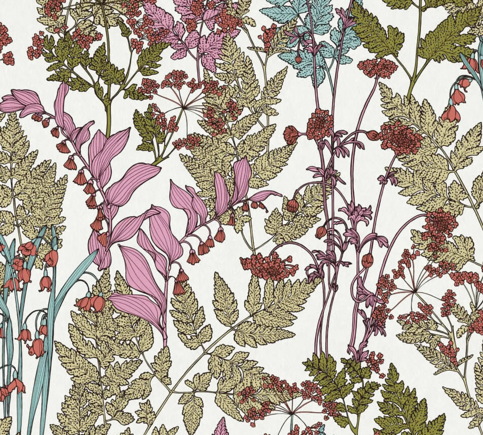 Vliestapete Floral Blätter weiß rosa grün 37751-3