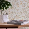Vliestapete Floral Blätter Zweige Weiß Orange 38962-3