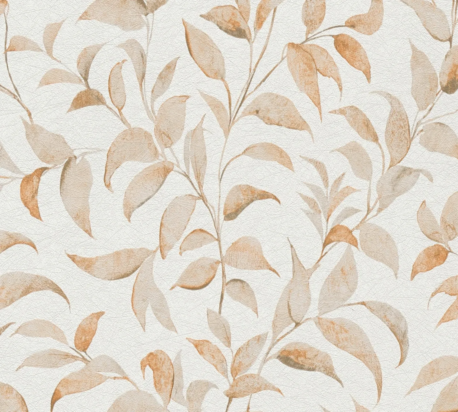 Vliestapete Floral Blätter Zweige Weiß Orange 38962-3