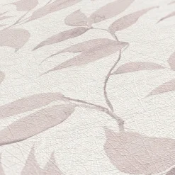 Vliestapete Floral Blätter Zweige Weiß Rosa 38962-1