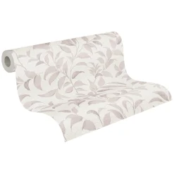 Vliestapete Floral Blätter Zweige Weiß Rosa 38962-1