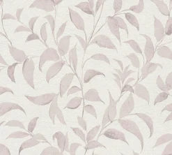 Vliestapete Floral Blätter Zweige Weiß Rosa 38962-1
