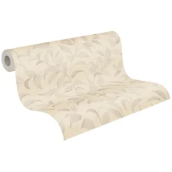 Vliestapete Floral Blätter Zweige Beige Grau 38962-5
