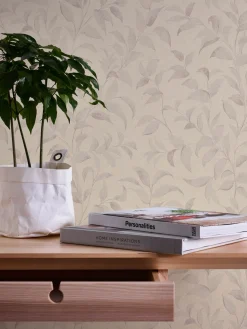 Vliestapete Floral Blätter Zweige Beige Grau 38962-5