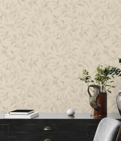 Vliestapete Floral Blätter Zweige Beige Grau 38962-5