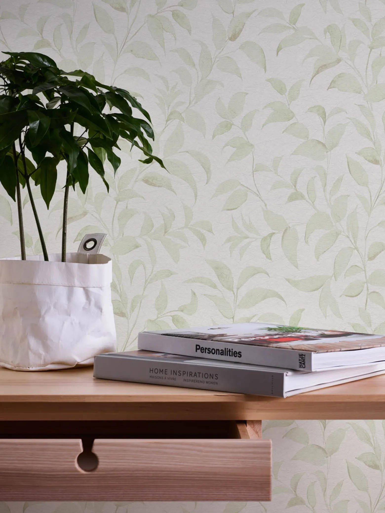 Vliestapete Floral Blätter Zweige Weiß Grün 38962-4