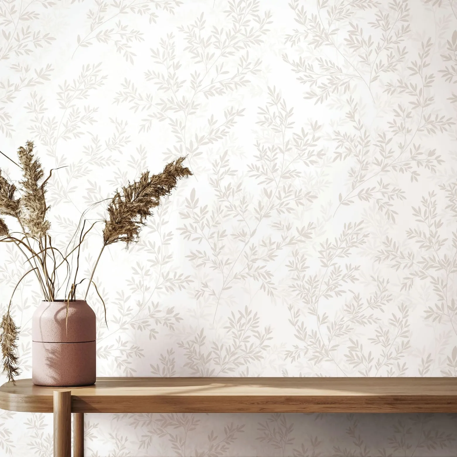 Vliestapete Floral Blätter Zweige Creme Beige 89028