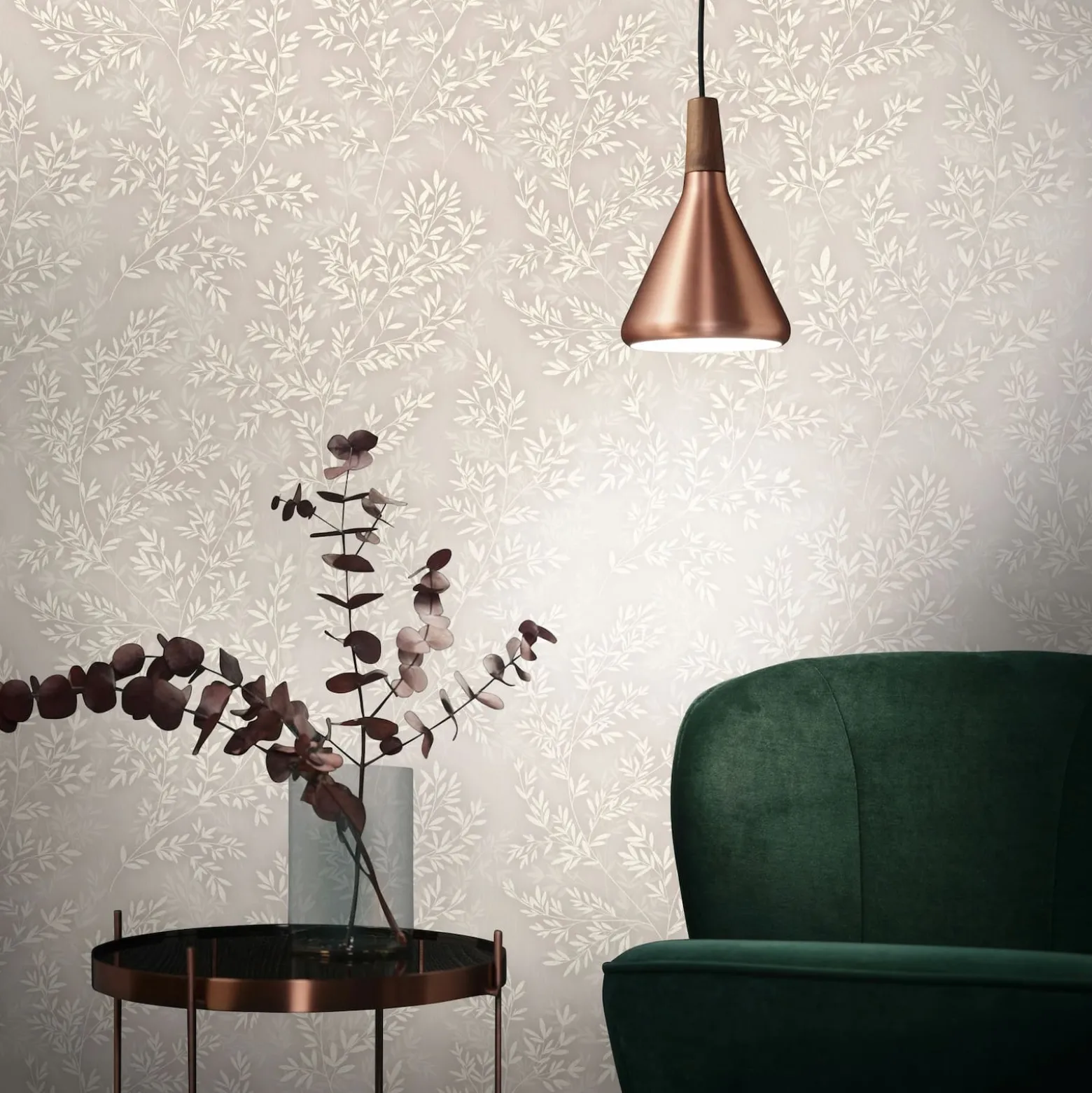 Vliestapete Floral Blätter Zweige Beige Creme 89026