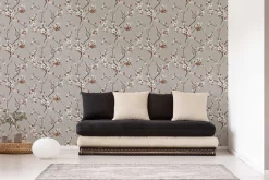 Vliestapete Floral Blumen Ast grau braun 38520-4