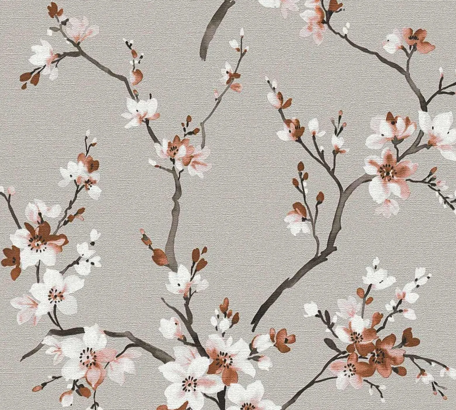 Vliestapete Floral Blumen Ast grau braun 38520-4