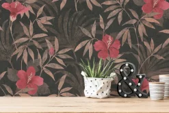 Vliestapete Floral Blumen Blätter braun rot 38028-3