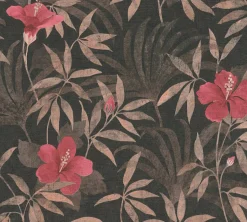 Vliestapete Floral Blumen Blätter braun rot 38028-3