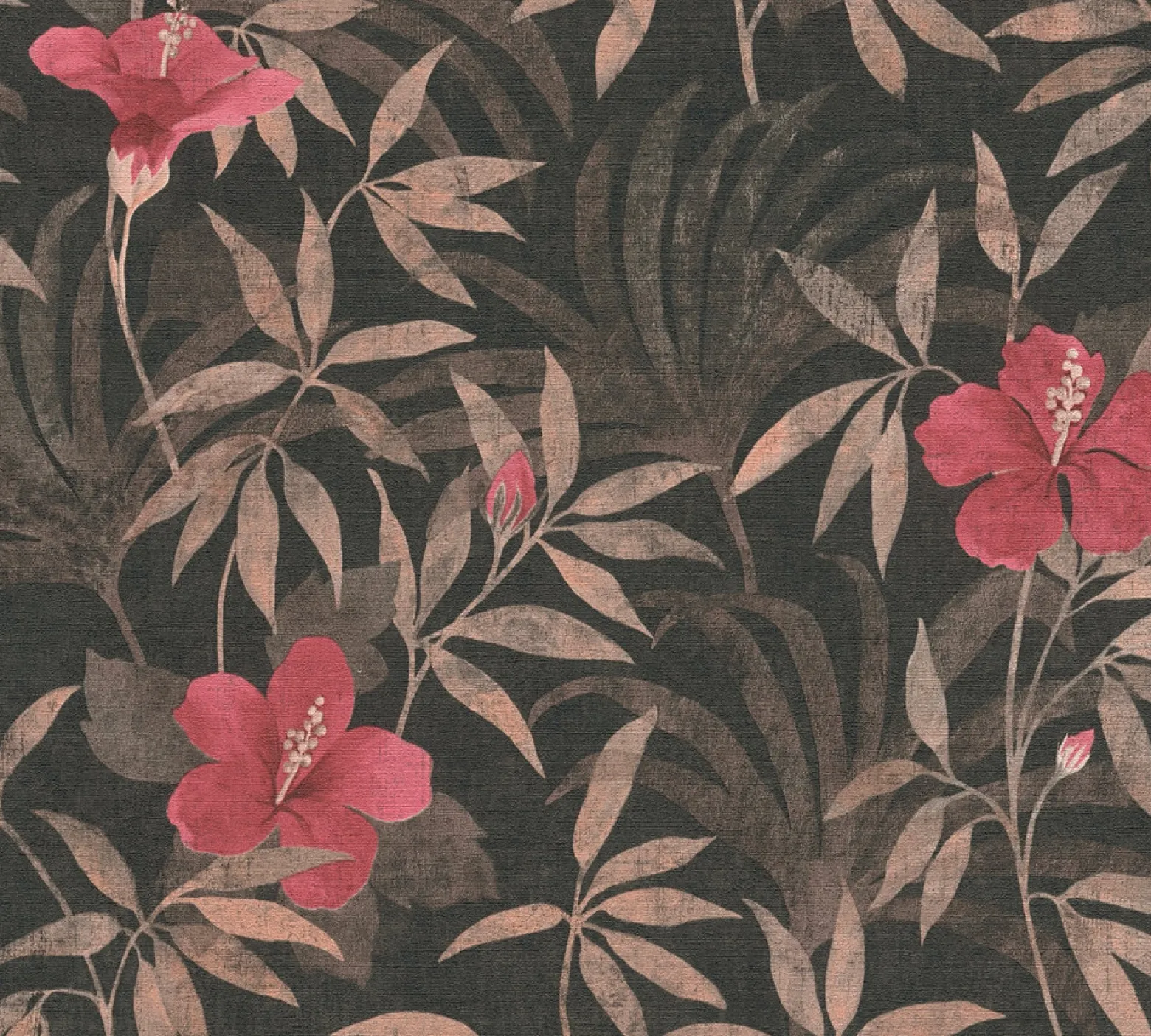Vliestapete Floral Blumen Blätter braun rot 38028-3