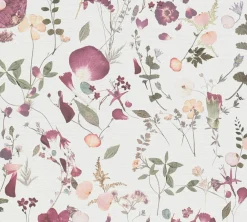Vliestapete Floral Blumen Blätter Weiß Grün Rosa 39746-1