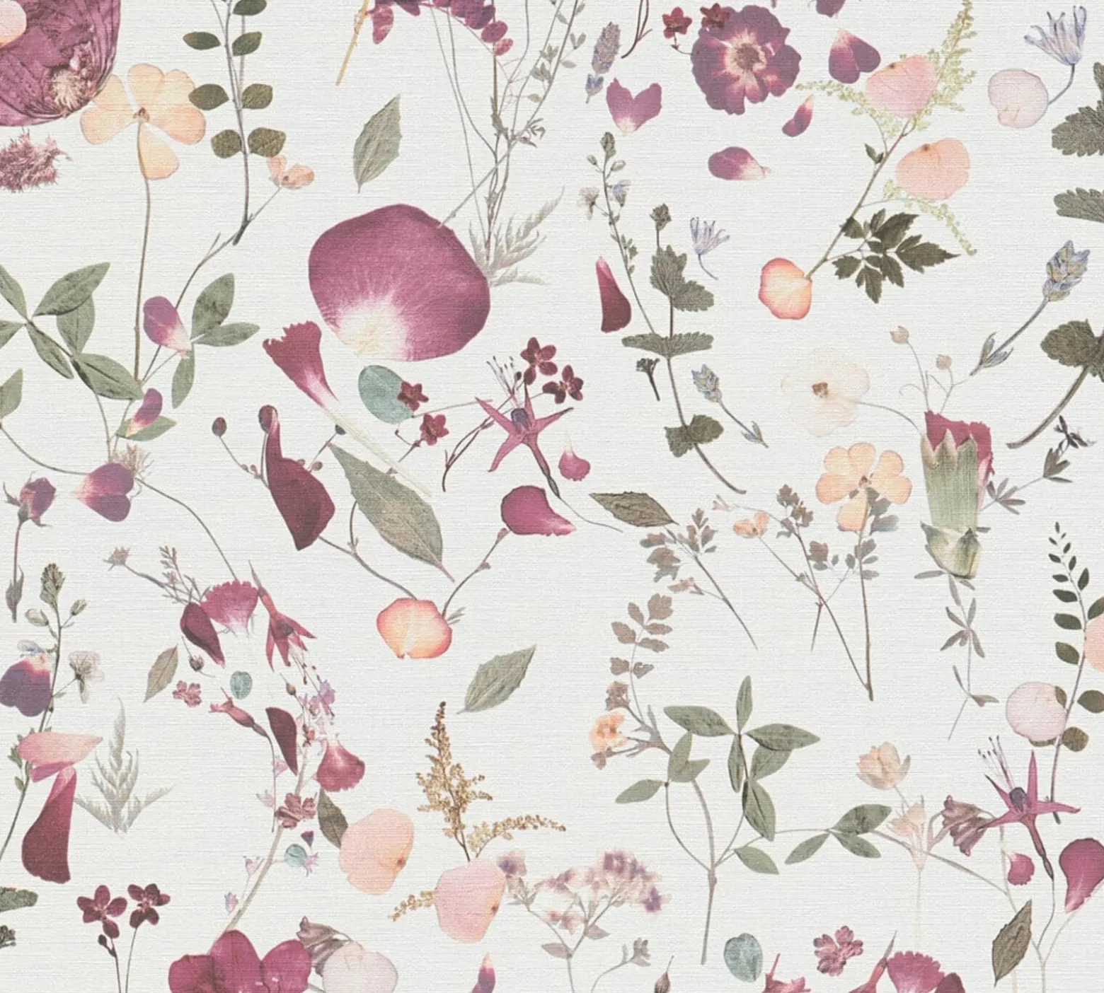 Vliestapete Floral Blumen Blätter Weiß Grün Rosa 39746-1
