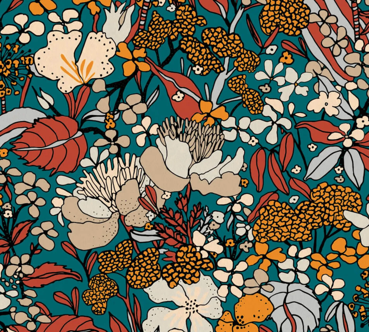 Vliestapete Floral Blumen blau bunt 37756-2
