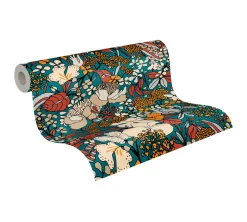 Vliestapete Floral Blumen blau bunt 37756-2