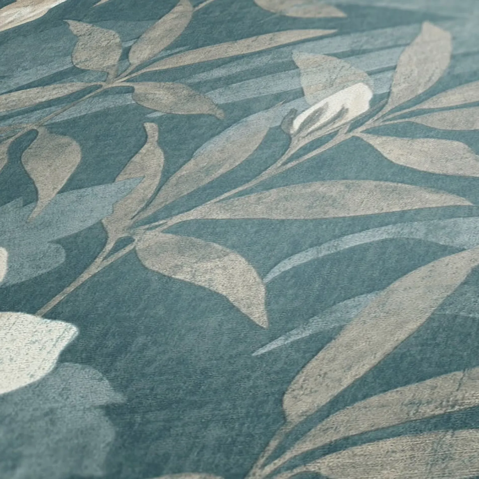 Vliestapete Floral Blumen Blätter blau beige 38028-5