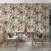 Vliestapete Floral Blumen Blätter Beige Grün Rosa 47461