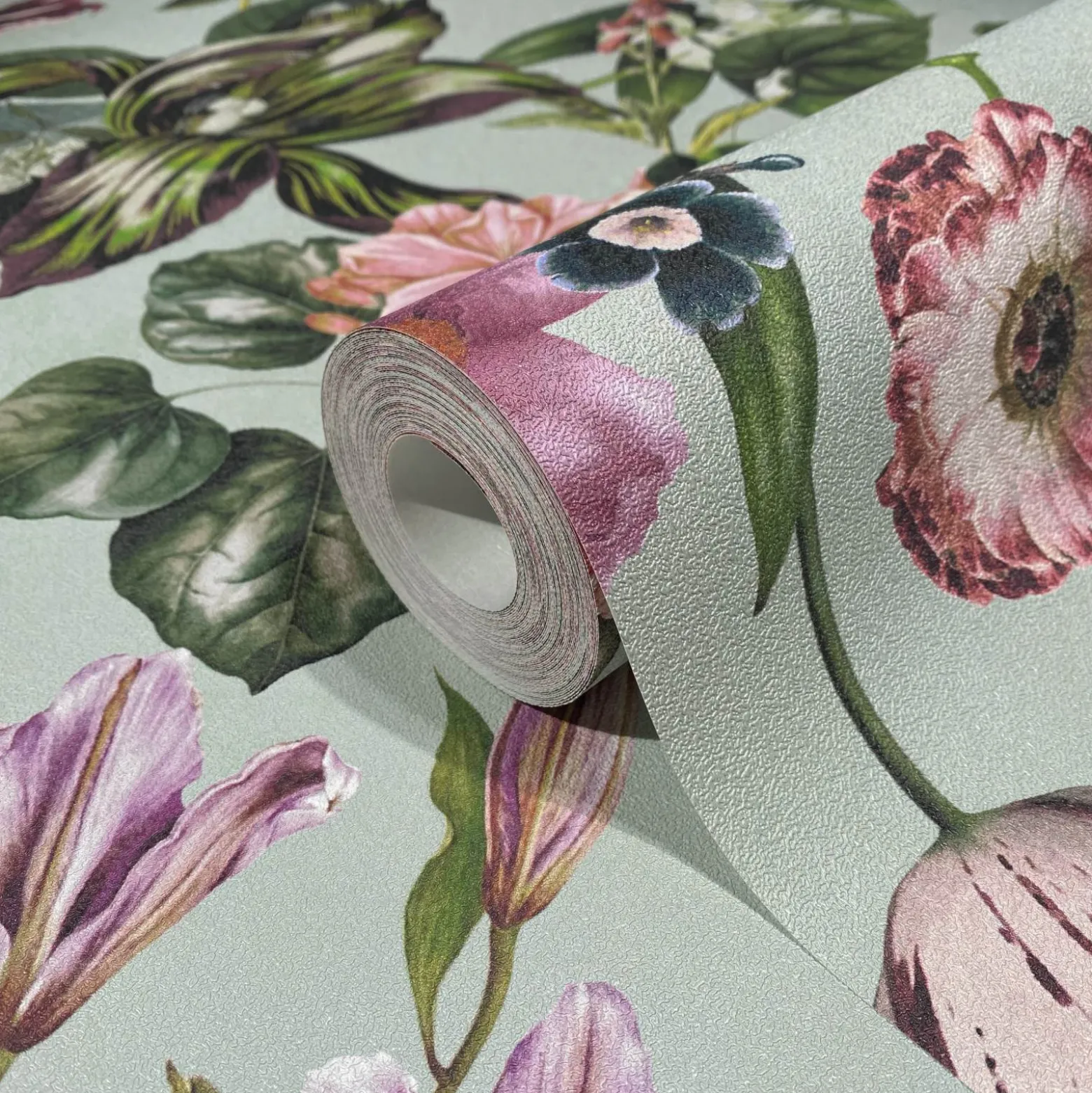 Vliestapete Floral Blumen Blätter Grün Rosa Gelb 47459