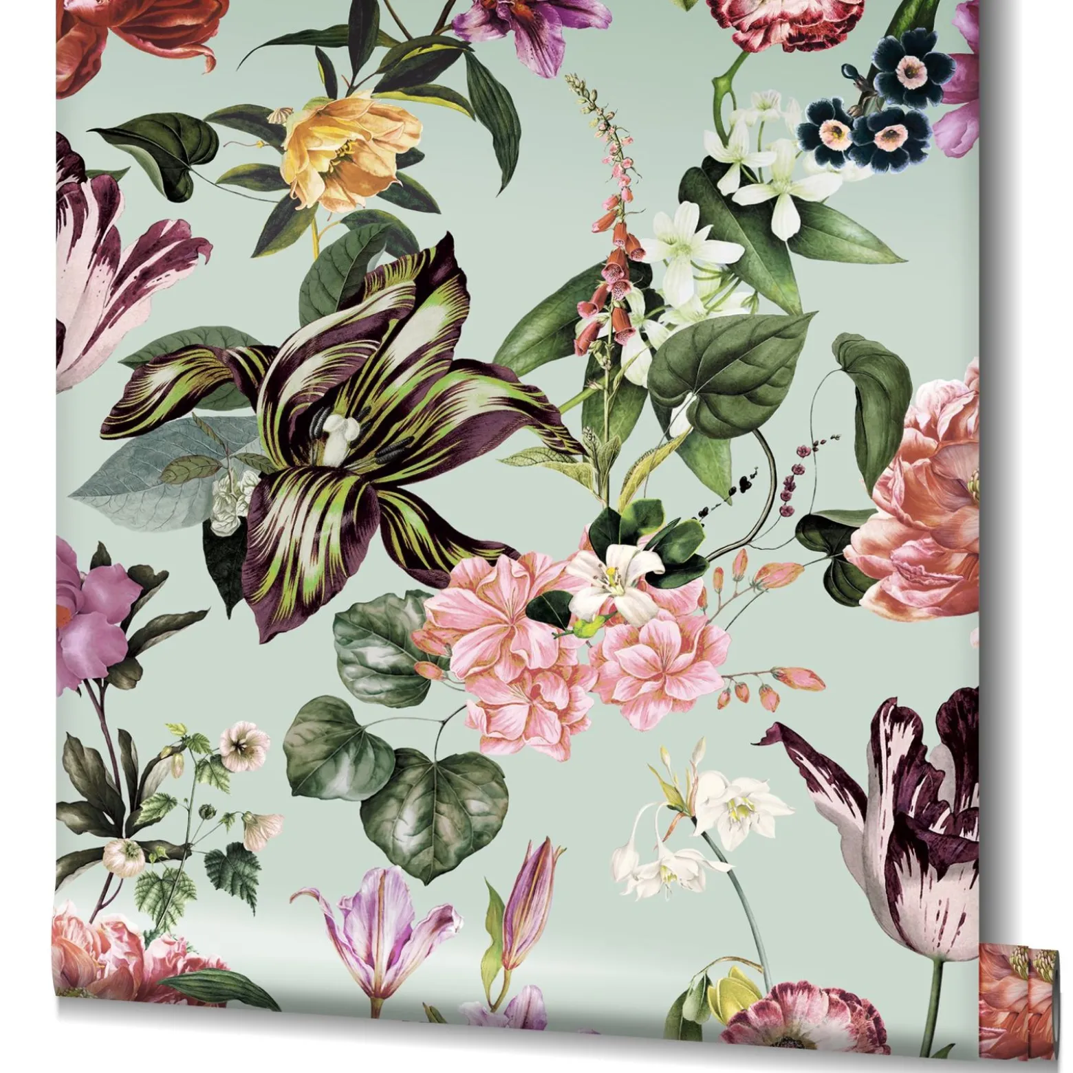 Vliestapete Floral Blumen Blätter Grün Rosa Gelb 47459