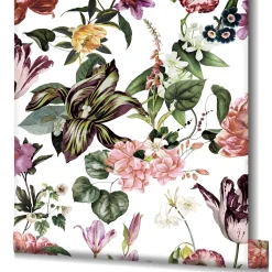 Vliestapete Floral Blumen Blätter Weiß Rosa Grün 47458