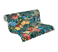 Vliestapete Floral Blumen dunkelblau bunt 37756-4