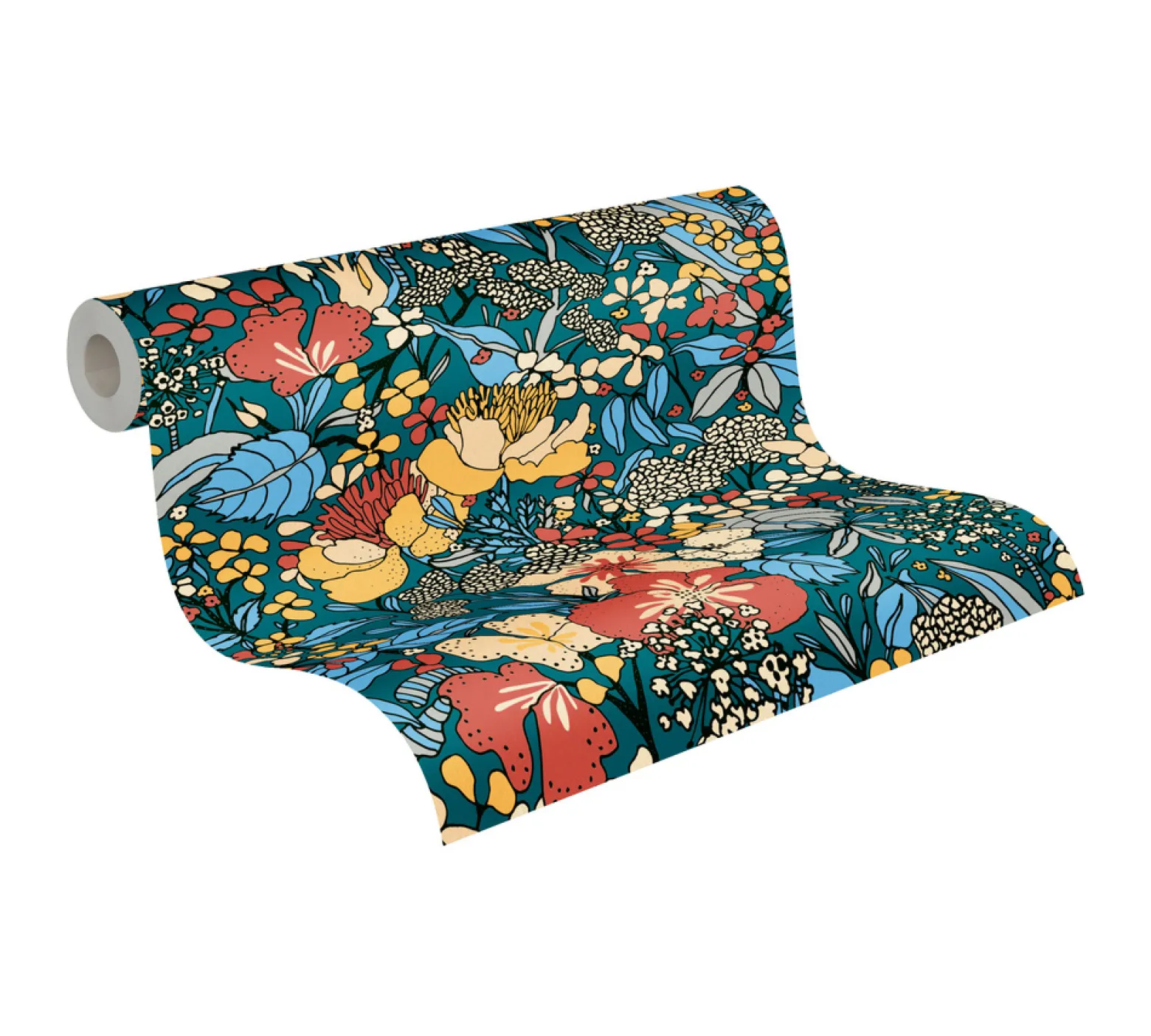 Vliestapete Floral Blumen dunkelblau bunt 37756-4