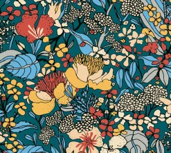 Vliestapete Floral Blumen dunkelblau bunt 37756-4