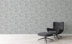 Vliestapete Floral Blumen Grau Silber Metallic 39025-1
