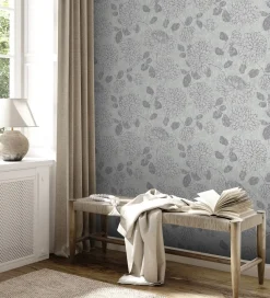 Vliestapete Floral Blumen Grau Silber Metallic 39025-1