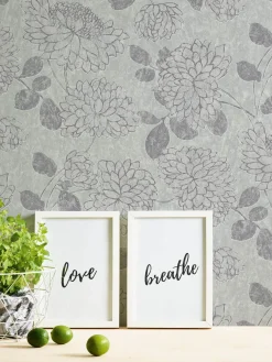 Vliestapete Floral Blumen Grau Silber Metallic 39025-1